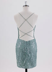 Sheath/Column Spaghetti Straps Short Sequin Homecoming Dress With Sequins