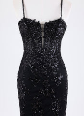 Sheath/Column Spaghetti Straps Short Lace Homecoming Dress With Sequins