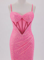 Sheath/Column Spaghetti Straps Short Sequin Homecoming Dress With Rhinestone