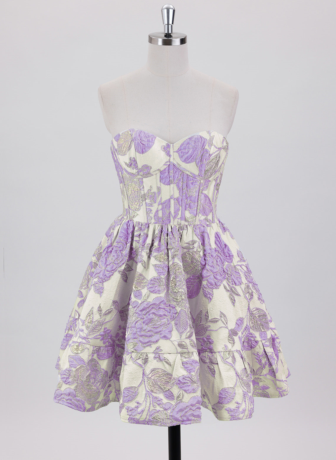Ball-Gown/Princess Sleeveless Short Jacquard Homecoming Dress