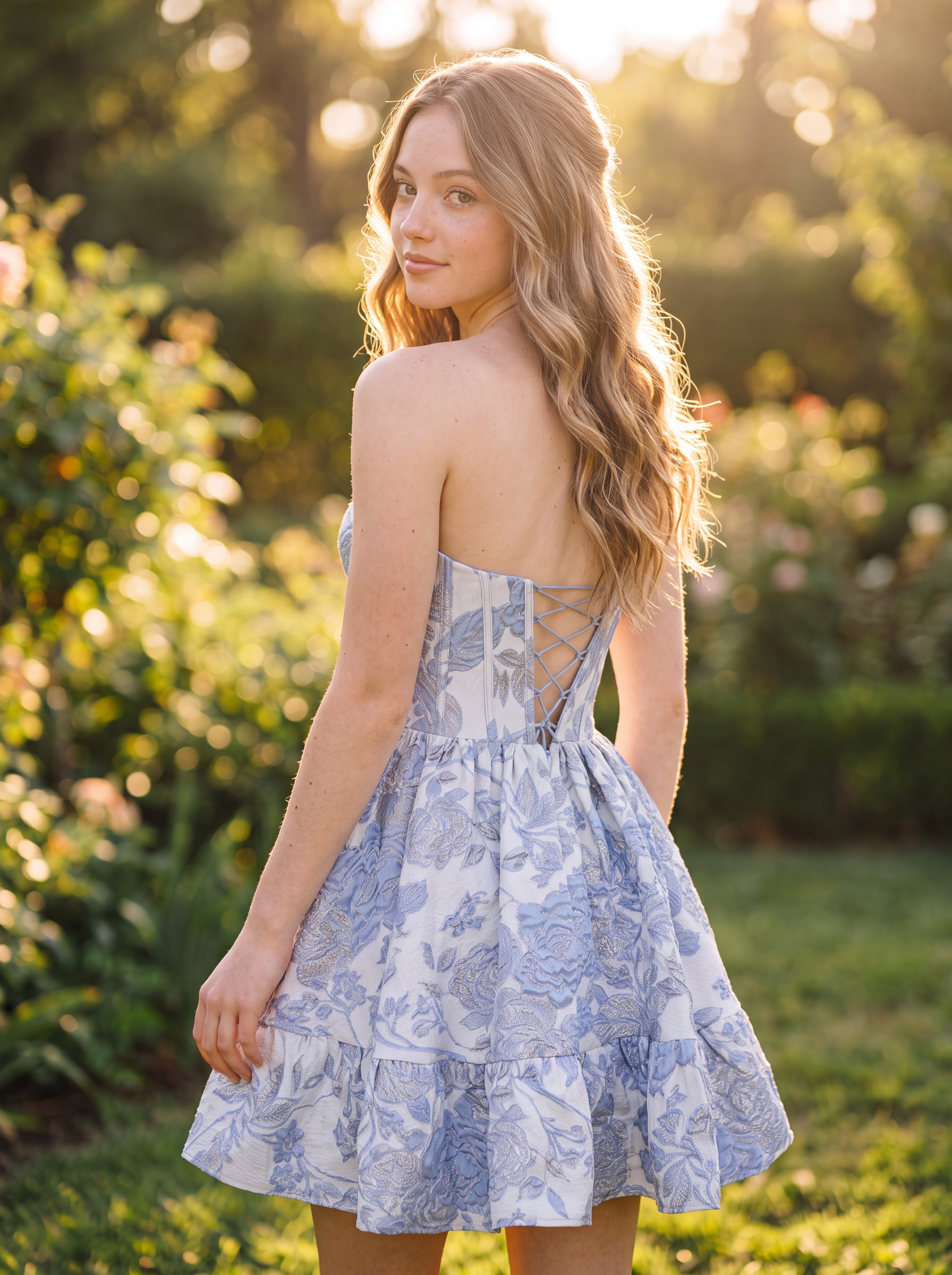 Ball-Gown/Princess Sleeveless Short Jacquard Homecoming Dress