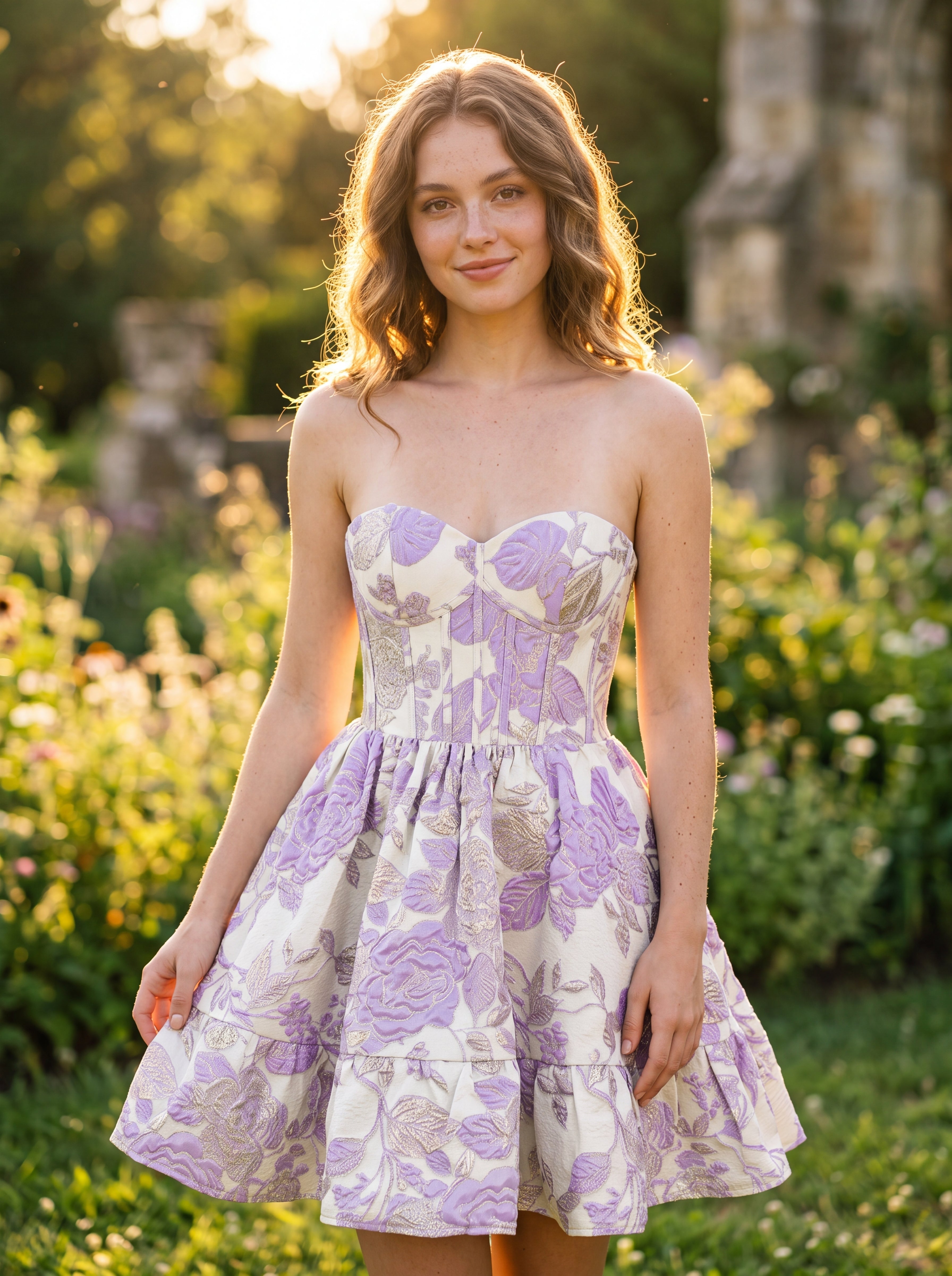 Ball-Gown/Princess Sleeveless Short Jacquard Homecoming Dress