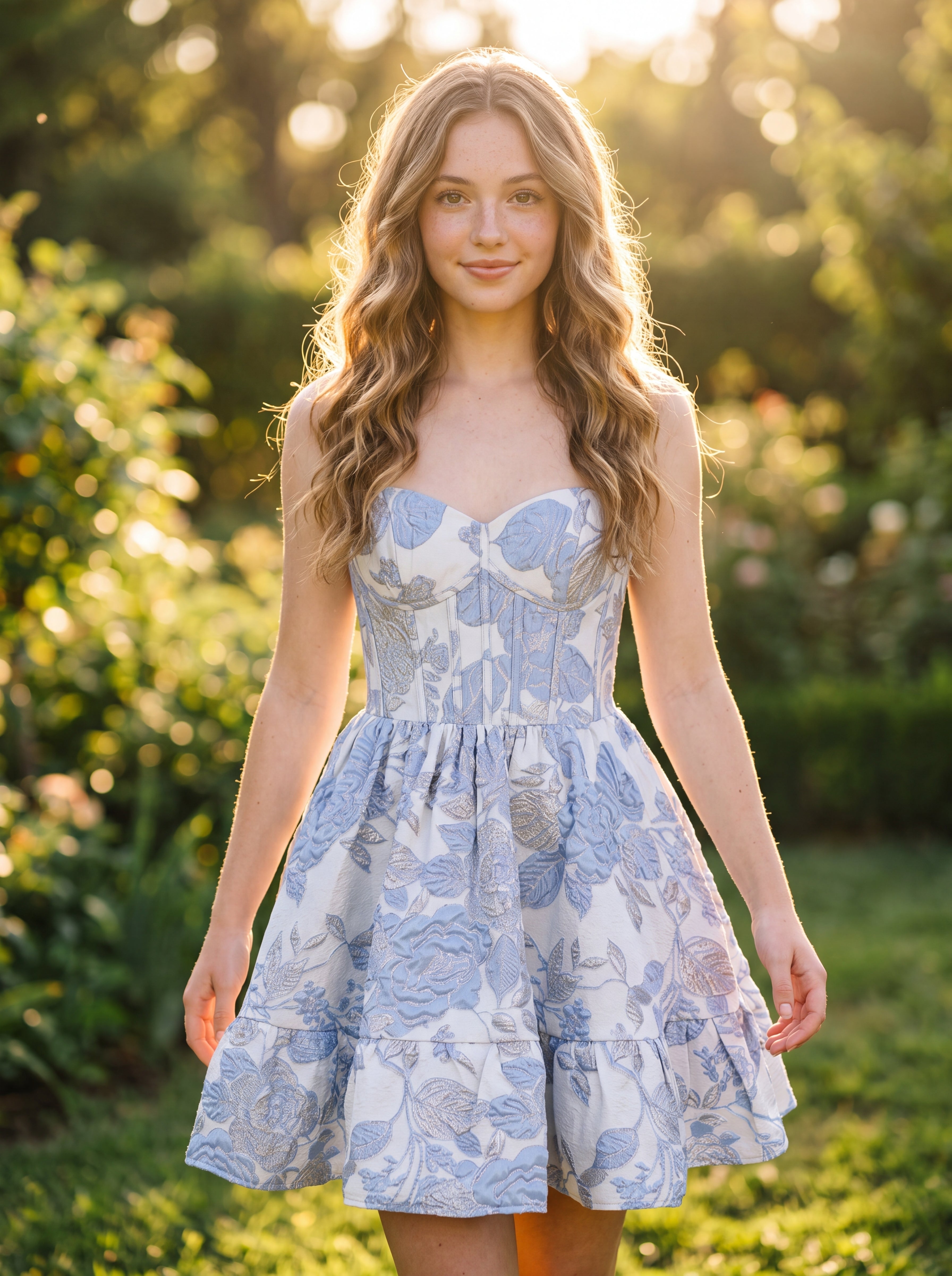 Ball-Gown/Princess Sleeveless Short Jacquard Homecoming Dress