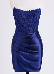 Sheath/Column Sleeveless Short Lace Jersey Homecoming Dress With Rhinestone
