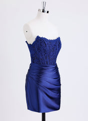 Sheath/Column Sleeveless Short Lace Jersey Homecoming Dress With Rhinestone