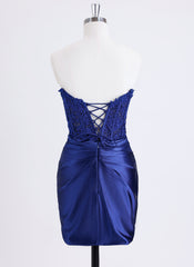 Sheath/Column Sleeveless Short Lace Jersey Homecoming Dress With Rhinestone