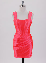 Sheath/Column Short Jersey Homecoming Dress With Pleated