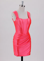 Sheath/Column Short Jersey Homecoming Dress With Pleated