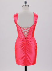 Sheath/Column Short Jersey Homecoming Dress With Pleated
