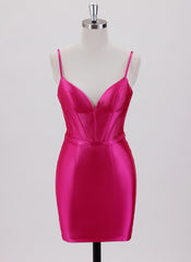 Sheath/Column Spaghetti Straps Short Jersey Homecoming Dress With Pleated