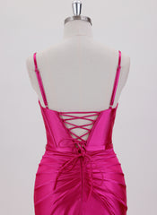 Sheath/Column Spaghetti Straps Short Jersey Homecoming Dress With Pleated