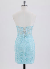 Sheath/Column Sleeveless Short Lace Homecoming Dress With Sequins