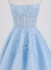 Ball-Gown/Princess Sleeveless Short Tulle Homecoming Dress With Appliques
