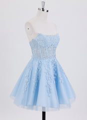 Ball-Gown/Princess Sleeveless Short Tulle Homecoming Dress With Appliques
