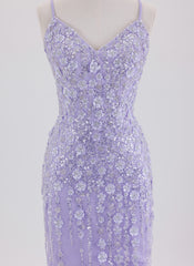 Sheath/Column Spaghetti Straps Short Sequin Homecoming Dress With Sequins