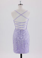 Sheath/Column Spaghetti Straps Short Sequin Homecoming Dress With Sequins