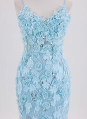 Sheath/Column Spaghetti Straps Short Homecoming Dress With Sequins