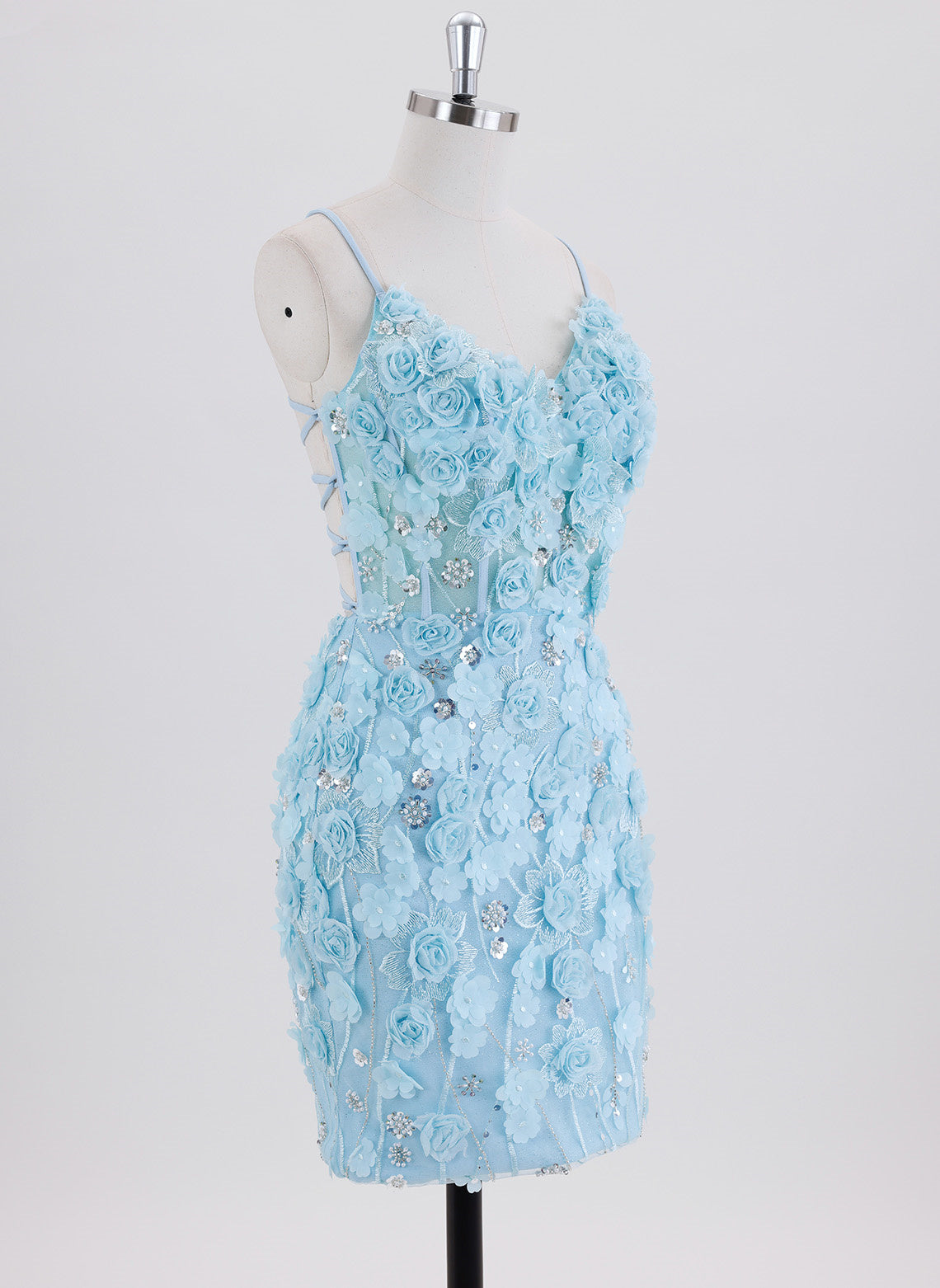 Sheath/Column Spaghetti Straps Short Homecoming Dress With Sequins