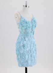 Sheath/Column Spaghetti Straps Short Homecoming Dress With Sequins