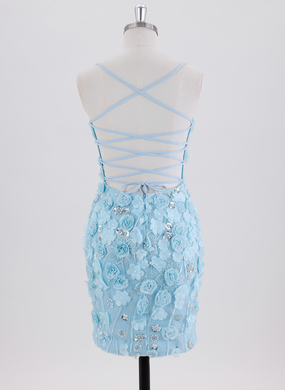 Sheath/Column Spaghetti Straps Short Homecoming Dress With Sequins