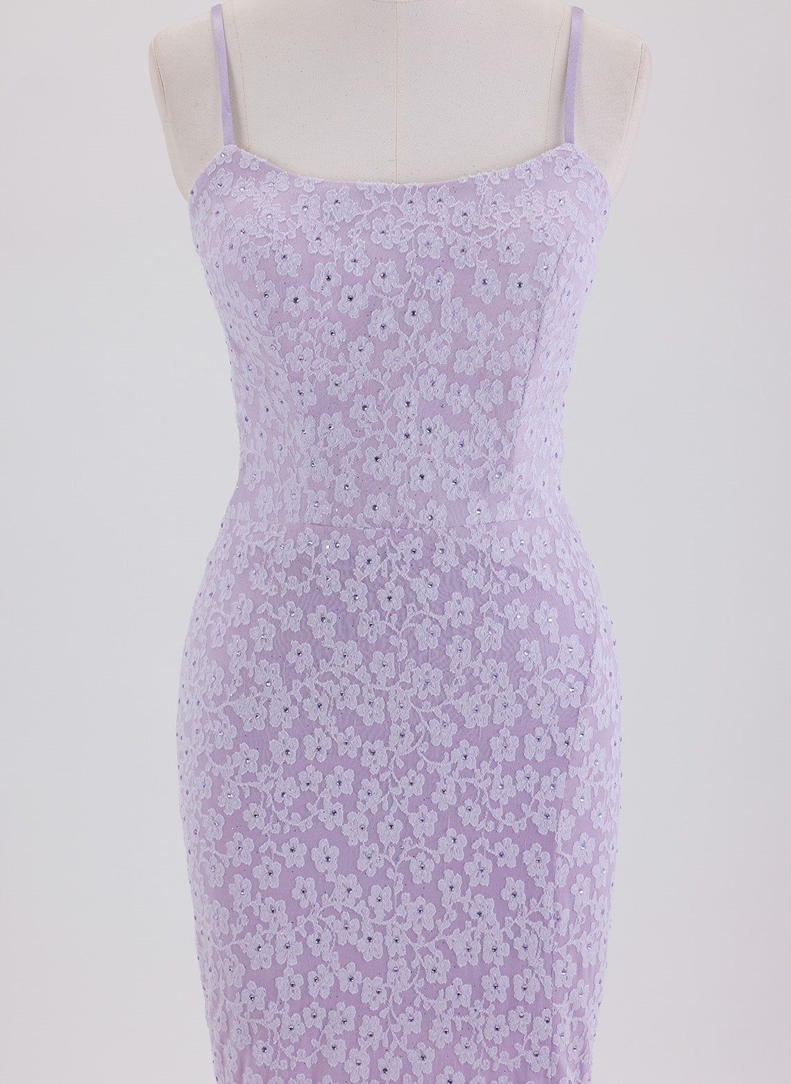Sheath/Column Spaghetti Straps Short Lace Homecoming Dress With Rhinestone