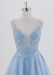 A-line Spaghetti Straps Short Tulle Homecoming Dress With Rhinestone
