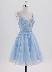 A-line Spaghetti Straps Short Tulle Homecoming Dress With Rhinestone