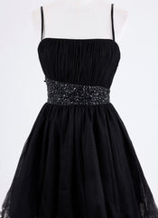 Ball-Gown/Princess Spaghetti Straps Short Tulle Homecoming Dress With Rhinestone