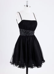 Ball-Gown/Princess Spaghetti Straps Short Tulle Homecoming Dress With Rhinestone