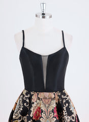 Ball-Gown/Princess Spaghetti Straps Short Jacquard Homecoming Dress