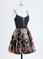 Ball-Gown/Princess Spaghetti Straps Short Jacquard Homecoming Dress