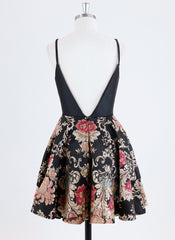 Ball-Gown/Princess Spaghetti Straps Short Jacquard Homecoming Dress