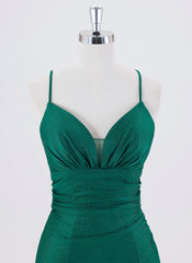 Sheath/Column Spaghetti Straps Short Jersey Homecoming Dress With Pleated
