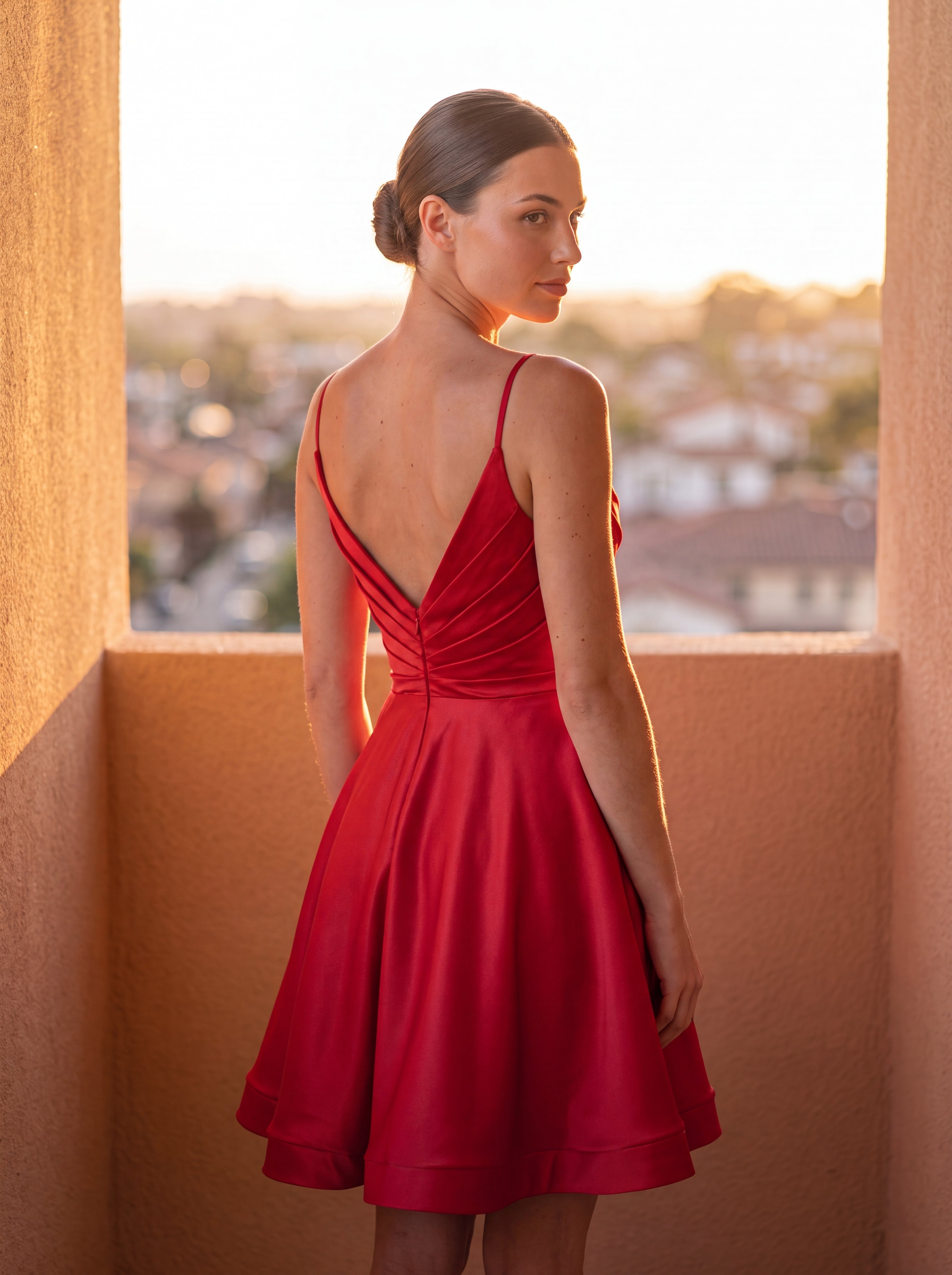 A-line Spaghetti Straps Short Satin Homecoming Dress With Pleated
