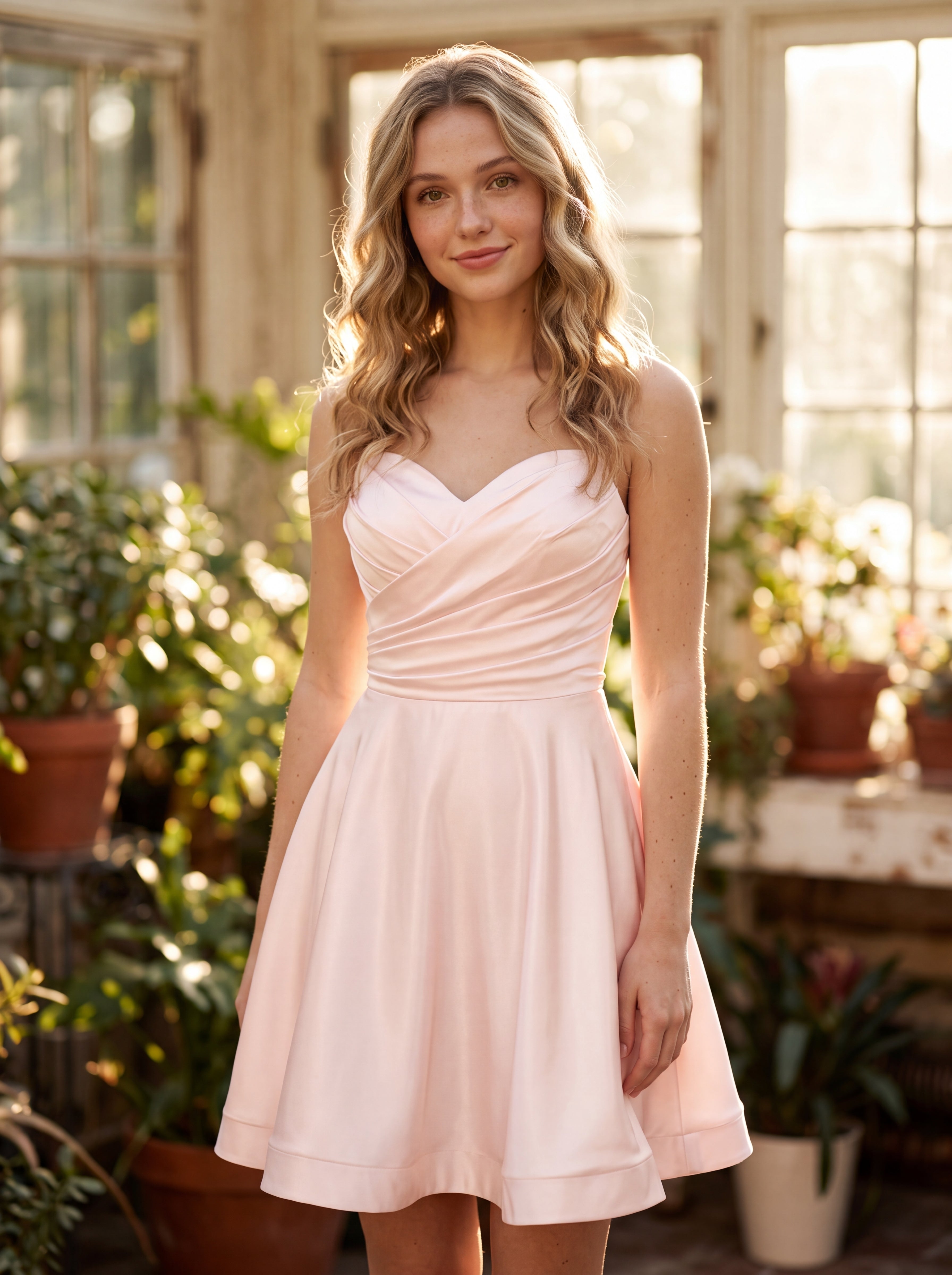 A-line Spaghetti Straps Short Satin Homecoming Dress With Pleated