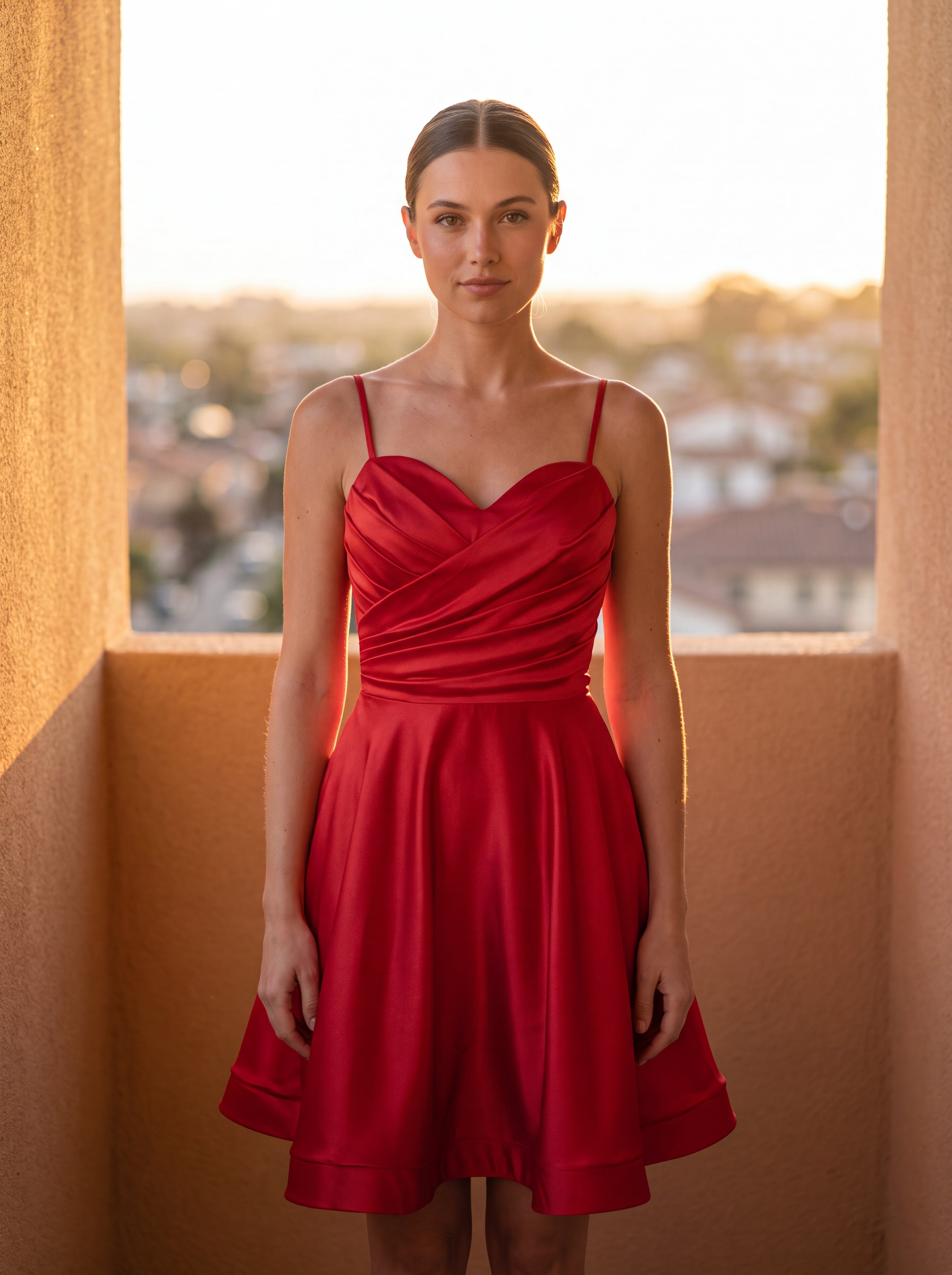 A-line Spaghetti Straps Short Satin Homecoming Dress With Pleated