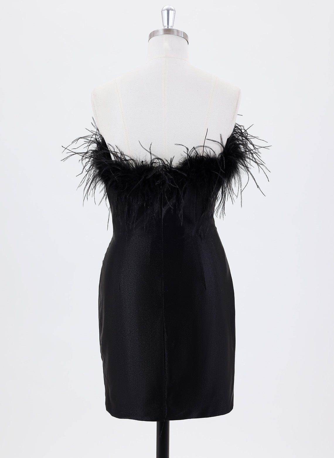 Sheath/Column Sleeveless Short Satin Homecoming Dress With Feather