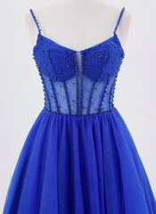 Ball-Gown/Princess Spaghetti Straps Short Tulle Homecoming Dress With Sequins