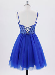 Ball-Gown/Princess Spaghetti Straps Short Tulle Homecoming Dress With Sequins