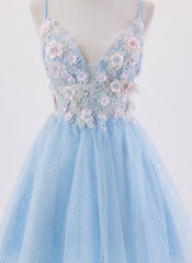 Ball-Gown/Princess Sleeveless Short Tulle Homecoming Dress With Appliques