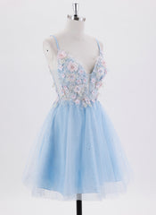 Ball-Gown/Princess Sleeveless Short Tulle Homecoming Dress With Appliques
