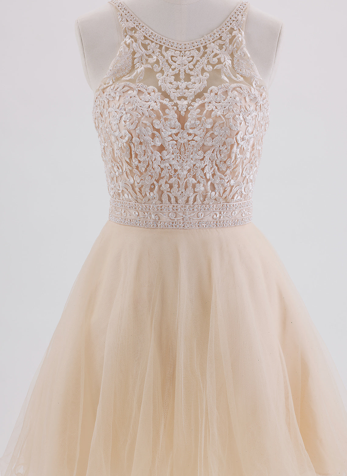 A-line Sleeveless Short Tulle Homecoming Dress With Beading