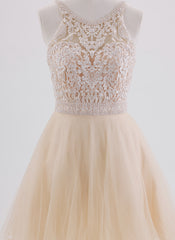 A-line Sleeveless Short Tulle Homecoming Dress With Beading