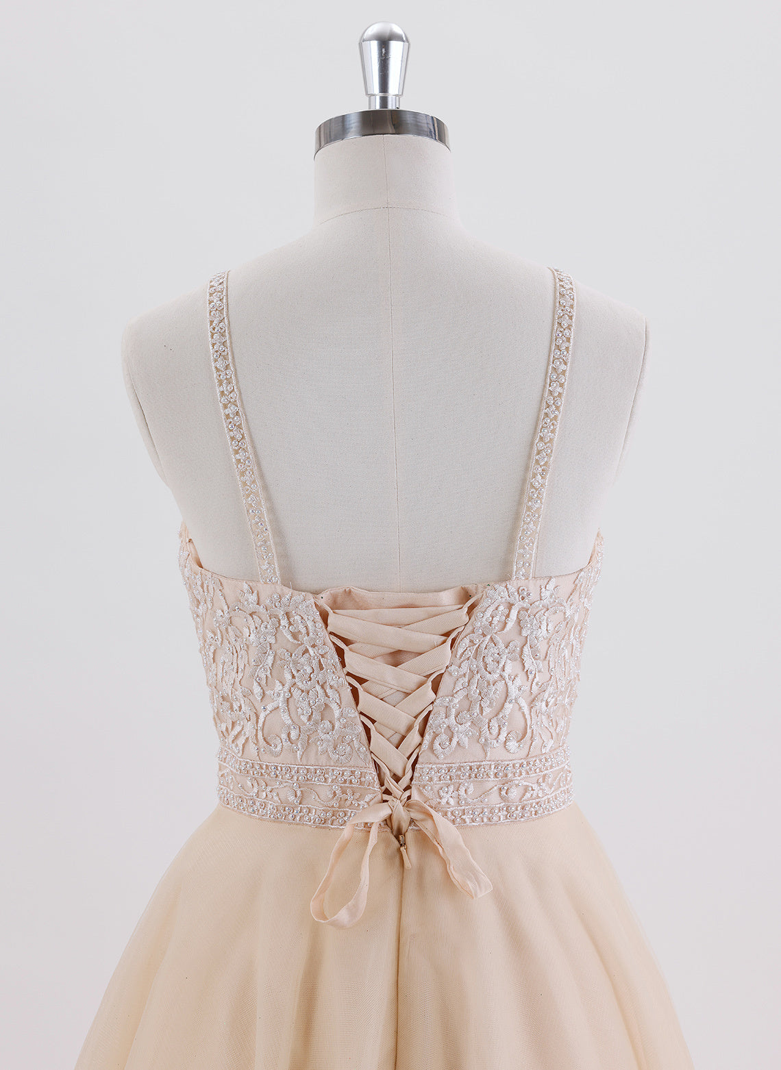 A-line Sleeveless Short Tulle Homecoming Dress With Beading