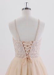 A-line Sleeveless Short Tulle Homecoming Dress With Beading