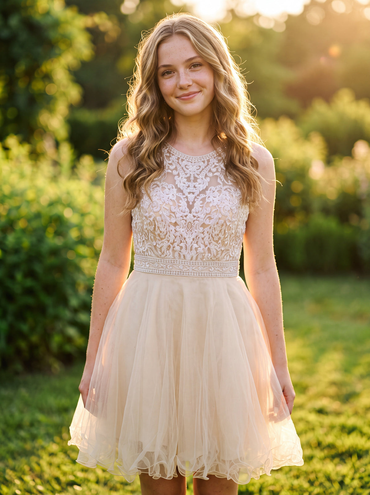A-line Sleeveless Short Tulle Homecoming Dress With Beading
