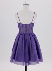 Ball-Gown/Princess Spaghetti Straps Short Tulle Homecoming Dress With Rhinestone