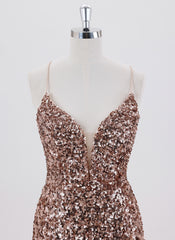 Sheath/Column Spaghetti Straps Short Sequin Homecoming Dress With Sequins