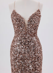 Sheath/Column Spaghetti Straps Short Sequin Homecoming Dress With Sequins