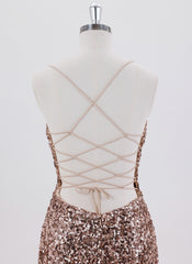 Sheath/Column Spaghetti Straps Short Sequin Homecoming Dress With Sequins